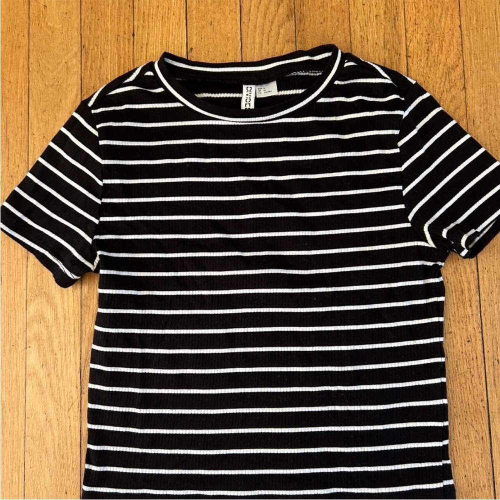 H&M Black and White Striped Tee